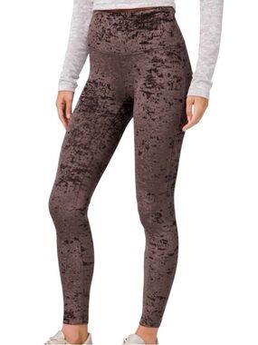 LULULEMON Wunder Under Lounge Crushed Velvet Tight Leggings French Press Brown 6